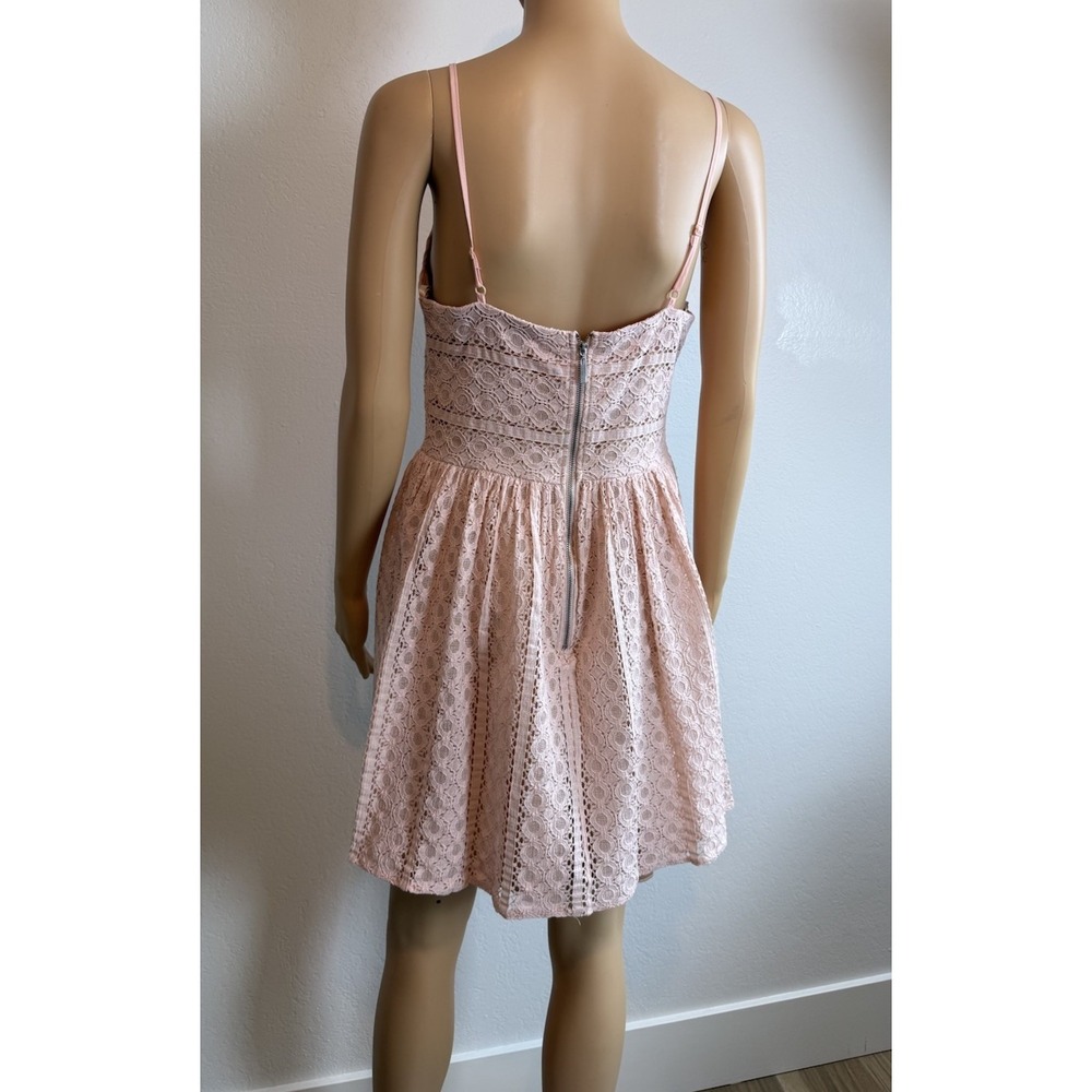 Vintage Y2K City Triangles Pink Lace Ladder Trim Spaghetti Strap Dress Size 9 - Picture 8 of 13